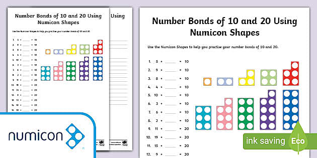 number-bonds-of-10-and-20-using-numicon-shapes-activity-sheet